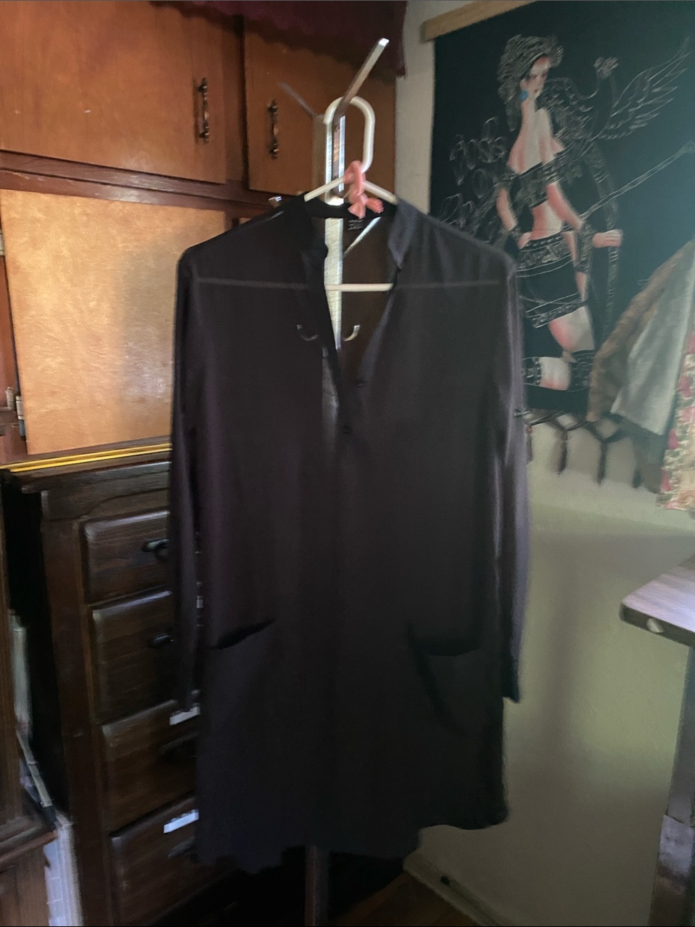 SHEIN Black Collared Shirt Blouse(Women)